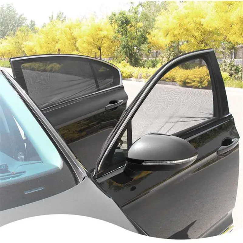 4pcs Car Front & Rear Side Window Sun Visor Shade Mesh Cover Sunshade Insulation Anti-mosquito Fabric Shield UV Protector