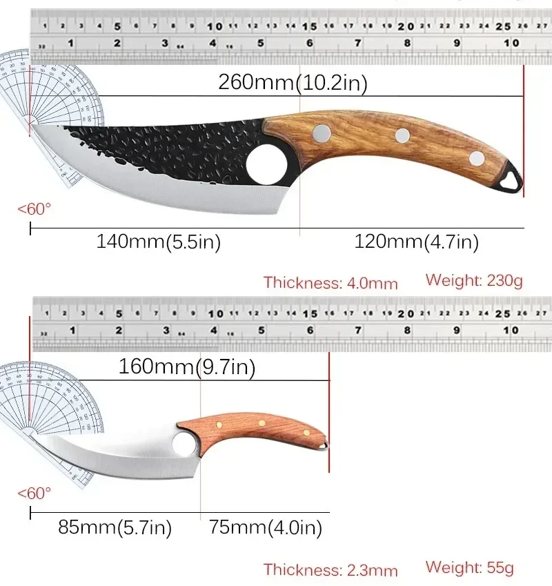 Stainless steel boning knife hand-forged commercial sharp fruit knife wooden handle kitchen knife meat cutting knife