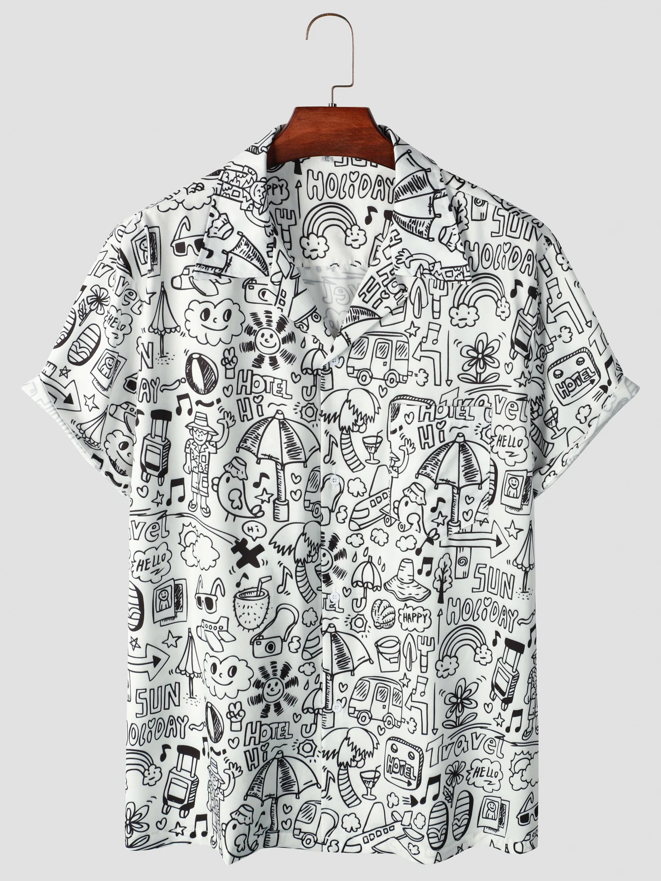 Men's Hawaiian Shirt - Allover Print, Casual Button Up with Chest Pocket for Summer Beach Vacation and Resort Wear