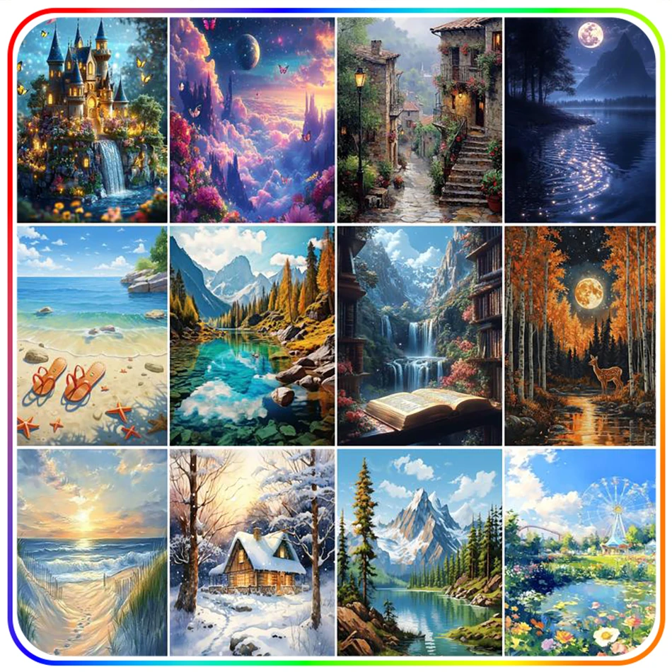 

SDOYUNO Diamond Painting Landscape Scenery 5D Diamond Pictures Rhinestones Cross Stitch Kits Diamond Art Accessories Room Decor