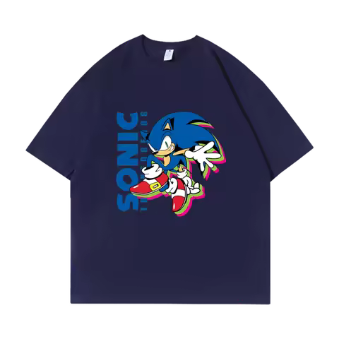 Sonic Top Y2k T-shirt Summer Men's and Women's Casual Fashion Loose Short-sleeved Street Cotton Clothing Cartoon Clothes