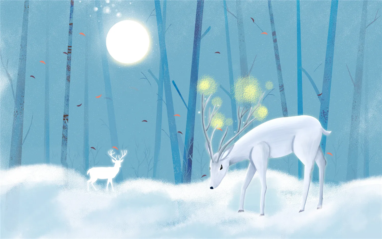 Custom size mural Gray Forest elk Painting Mountain Mural Home decoration Misty forest elk decorative painting wallpaper photo