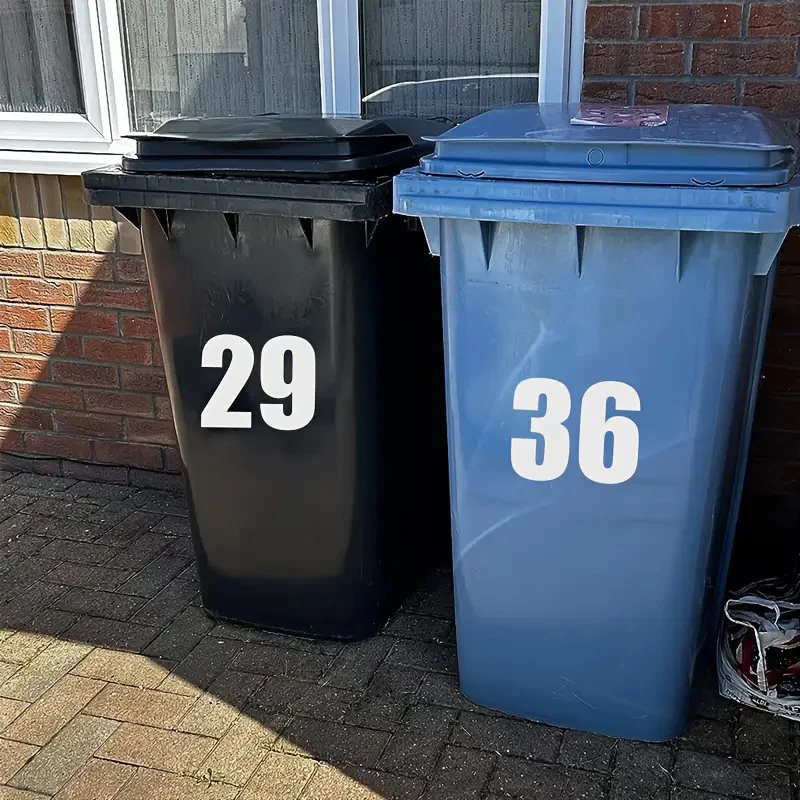 Self-Adhesive Trash Can Labels Wheelie Bin Number Sticker Durable Outdoor Label Garage Trash Can Numeber Stickers Weatherproof