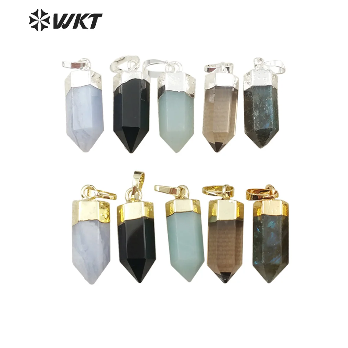 WT-P1277 WKT Wholesale New Fashion Arrival Kinds Of Elegant Stone Jewelry Point Shape  Adorable Pendant Decorative