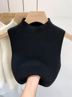 Femmes tricoté débardeur été automne mince pull court sans manches solide printemps automne chandails pulls 2026 4