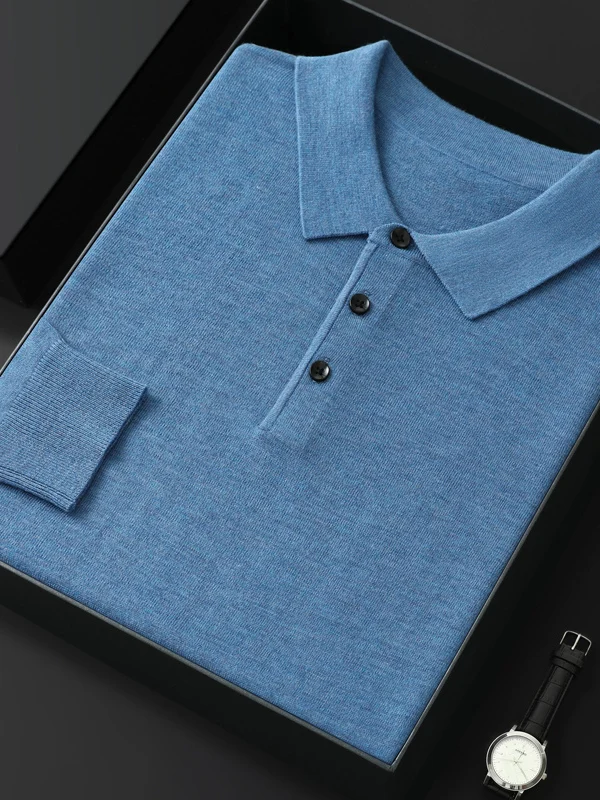 

Мужская трикотажная рубашка премиум-класса с длинным рукавом, весна-осень, новая модель, базовый слой, повседневная одежда, мягкая ткань, на пуговицах