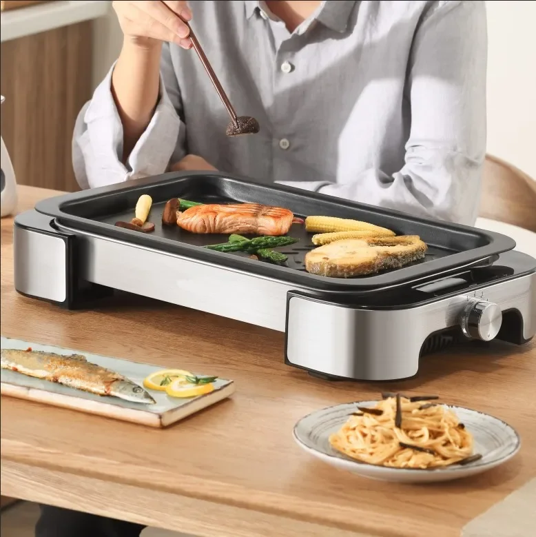 Household Electric Pan Grill 1000W Griddle With Non-Stick Surfaces Indoor Grill Plate