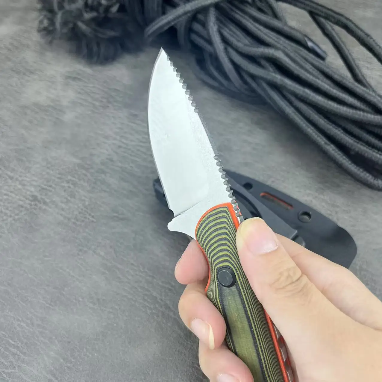 Cuchillo de utilidad 15017, mango G10, cuchillo de supervivencia para acampar, autodefensa al aire libre, hoja fija EDC, caza de combate, multiherramientas, funda Kydex