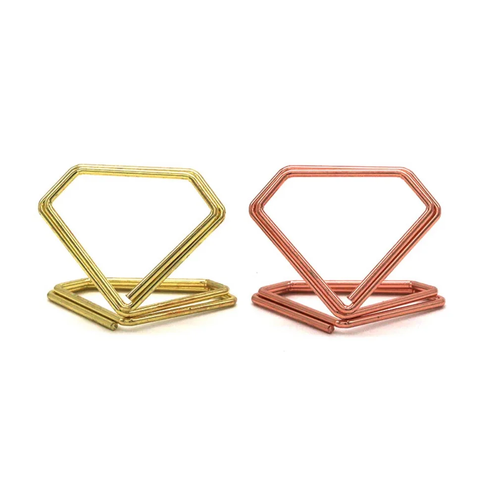 Diamond Triangle Place Card Holders Mini Gold Table Number Holders Metal Photo Reserved Message Memo Name Card Display Stand