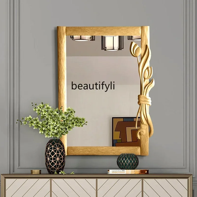 

French bathroom mirror retro vanity mirror light luxury decorative premium home makeup mirror