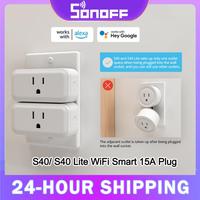 SONOFF S40/ S40 Lite WiFi Smart 15A Plug MINI Wi-Fi Socket Power Monitor Outlet Bluetooth Pairing Works With Alexa Google Home
