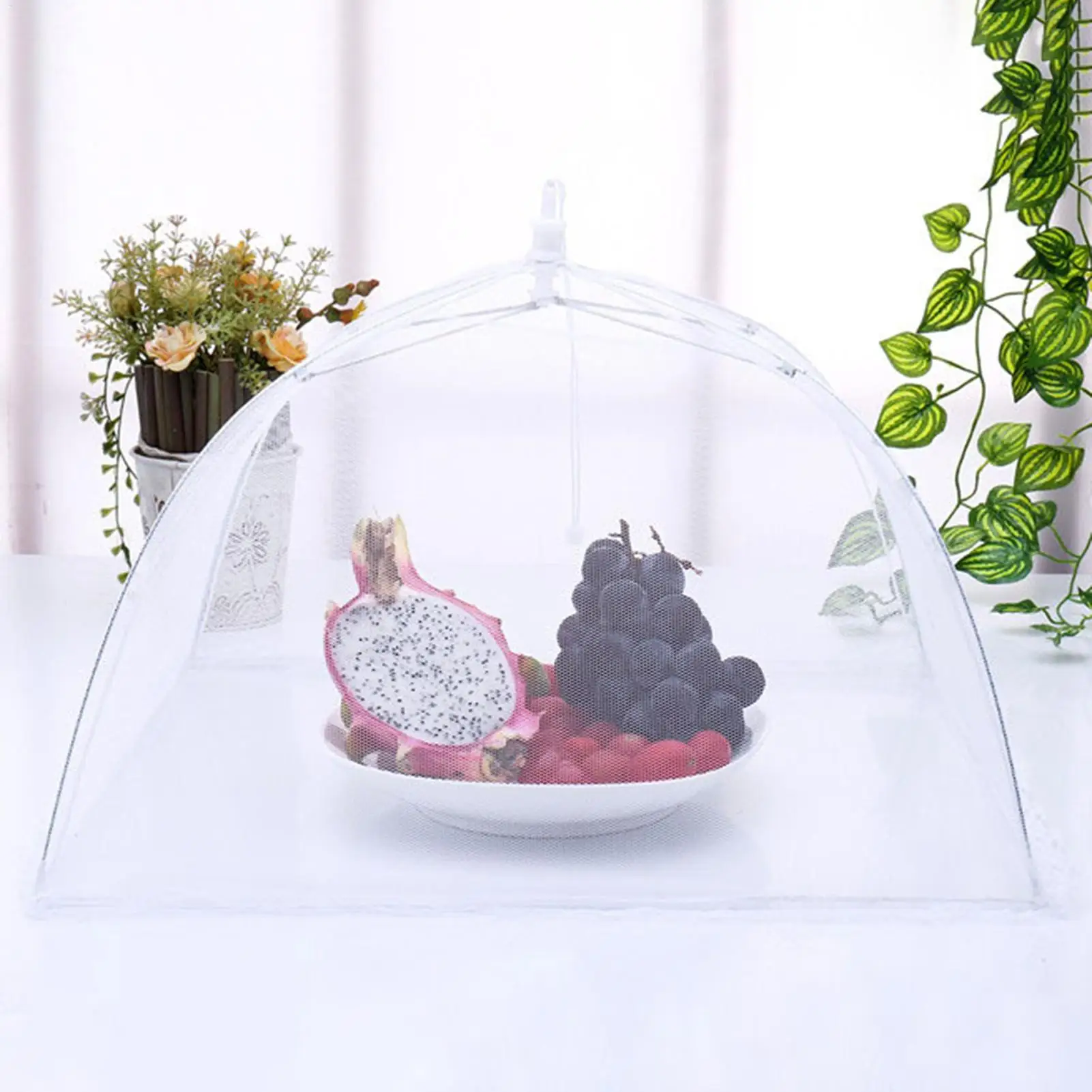 Kitchen Foldable Food Mesh Cover Anti-fly Umbrella Tent Cover Vegetable Fruit Breathable Insect-Proof Lid Food Protection Gadget