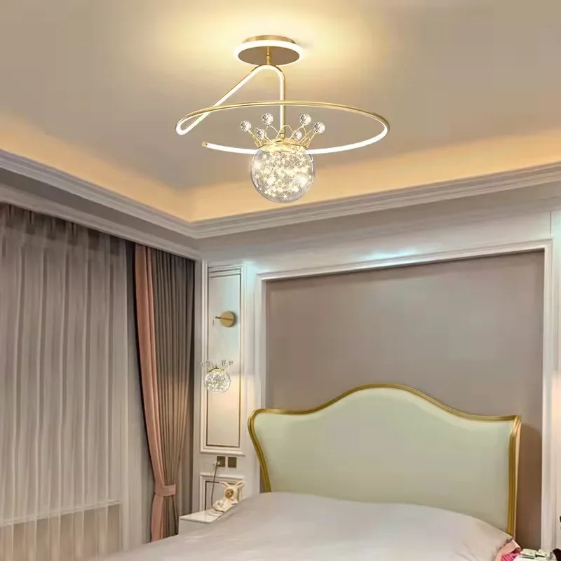 SANDYHA minimaliste luxe étoilé couronne LED plafond lustre éclairage élégant pour chambre salle à manger salon décor à la maison