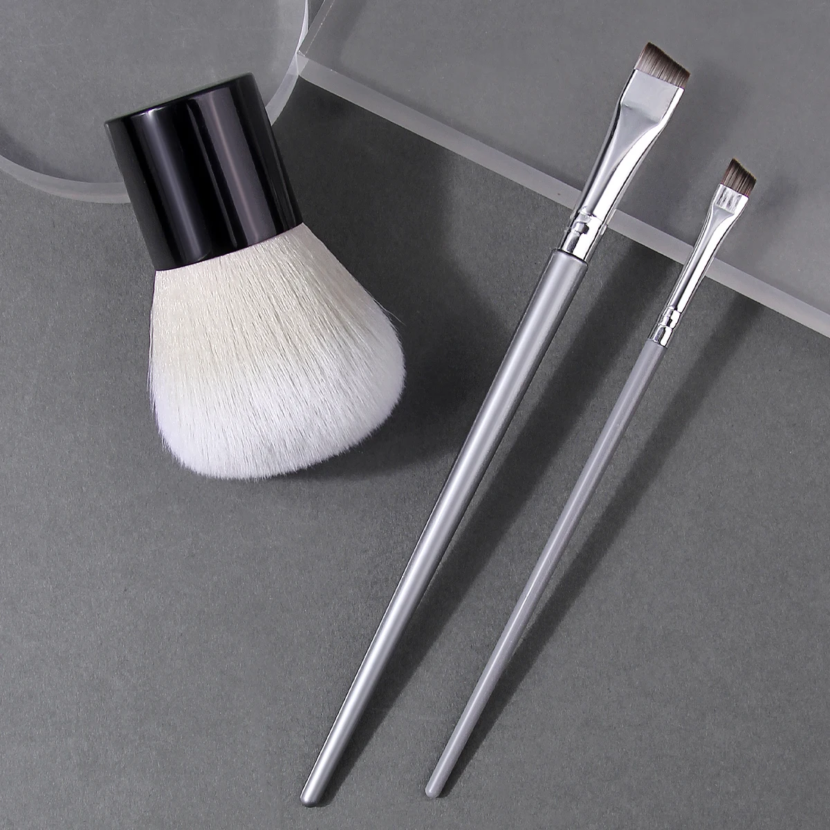 3PCS Kabuki Makeup Brush Set, Powder Brush, Eyeliner Brush, Eyebrow Brush, Professional Portable Travel Cosmetic Tools