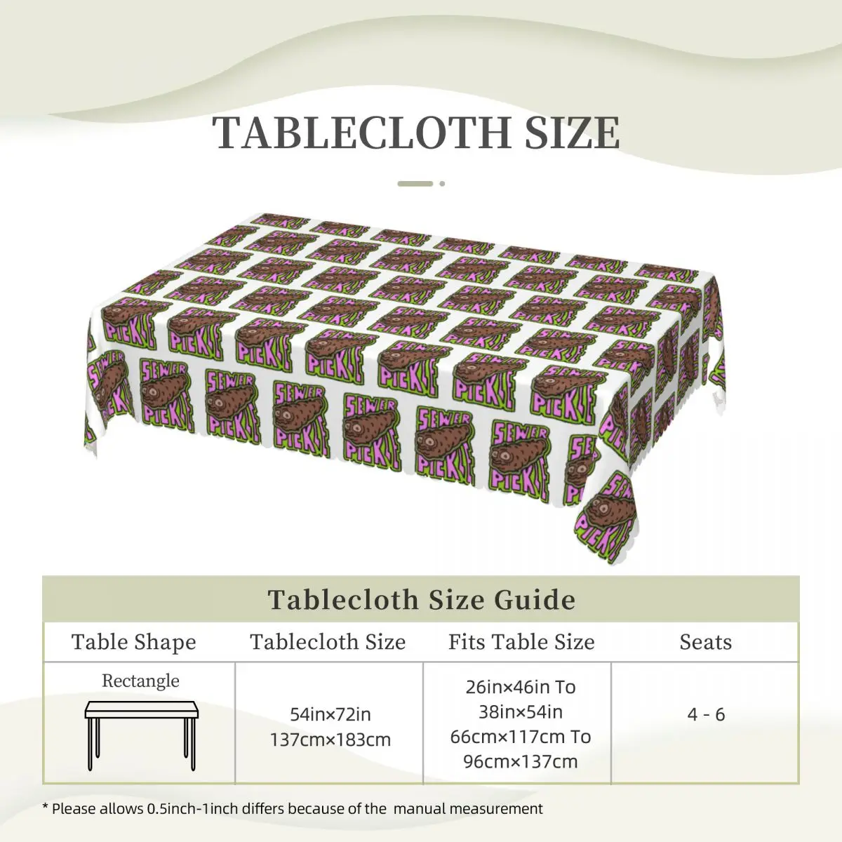 Sewer Pickle Customized Rectangular Tablecloth Waterproof Table Cover for Festival Party Decorations Table Cloth