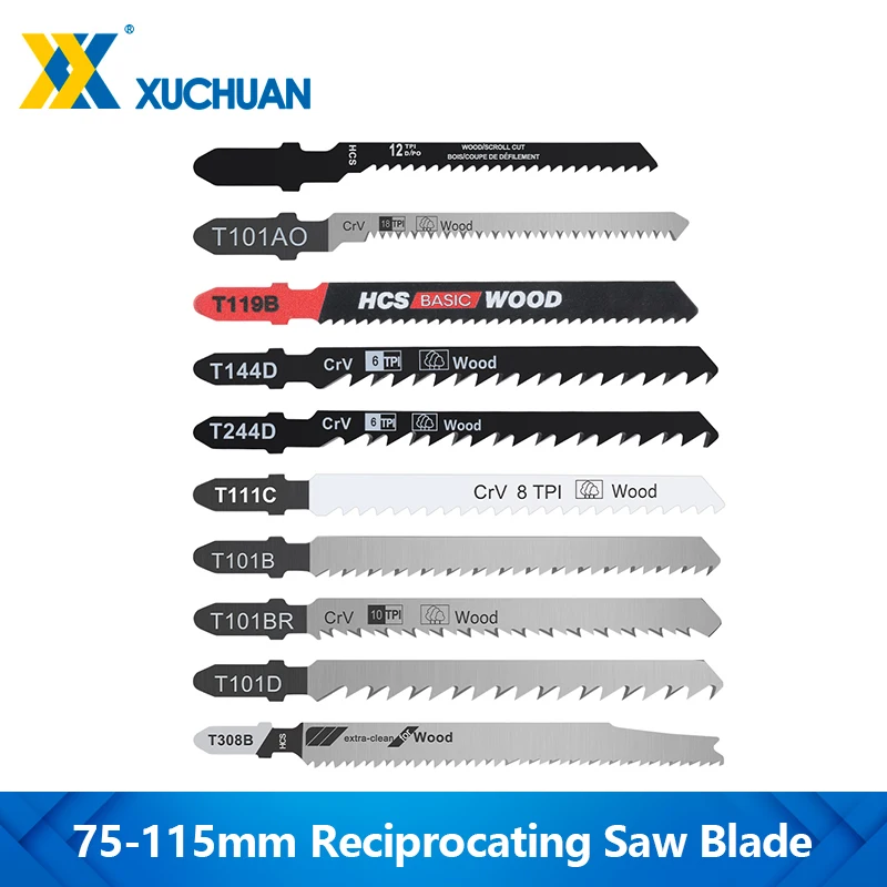 T101B T101BR Jig Saw Blade 6-18TPI T Shank Reciprocating Saw Blade 75-115mm Saber Blade for Wood Cutting Tool HSS Saw Blade