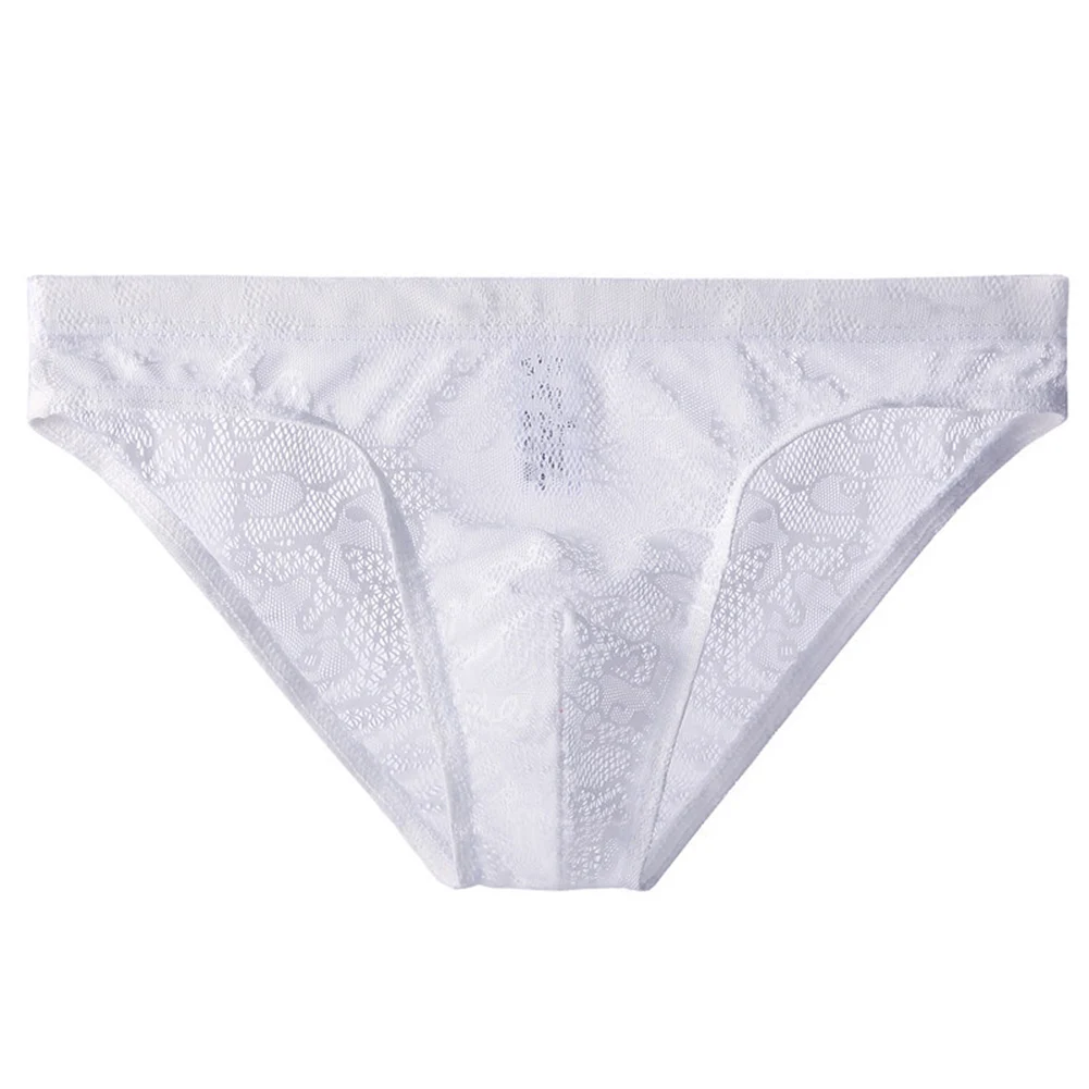 Sexy Lace Briefs Breathable Low Rise Applicable For Spring Comfortable Fit Floral Pattern Nylon Spandex Fabric White Sleepwear