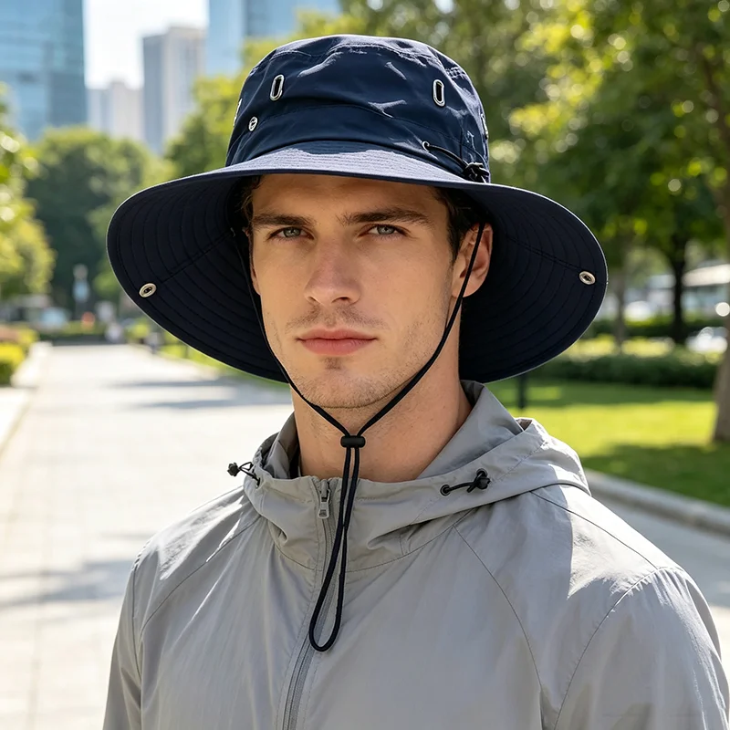 Summer Bucket Hat for Men Fisherman Cap Fishing Outdoor Sunshade Big Brim Sunscreen Riding Hiking Suncreen Sunhat Women Hat