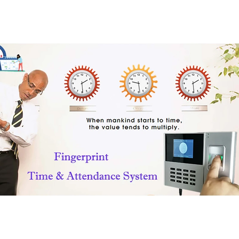 Time System Fingerprint Time And Attendance Machine System Wifi 2000Mah Battery Easy To Use US Plug