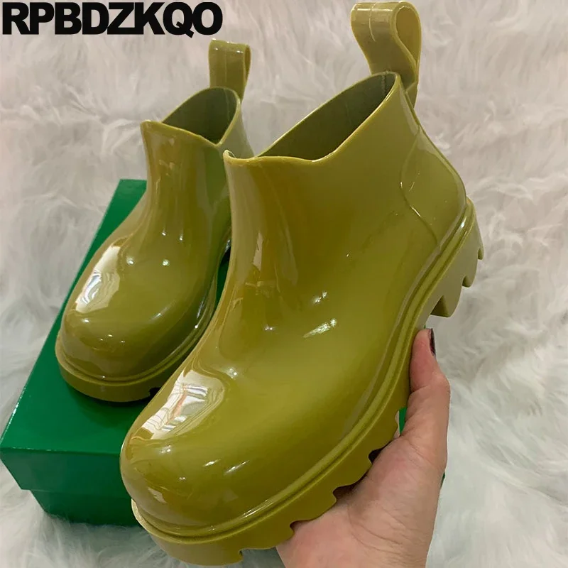 Slip On Rubber Footwear Booties Men Women Thick Wide Fit Unisex Couple Candy Waterproof Shoes Fishing Rainboots Rain Boots Pvc