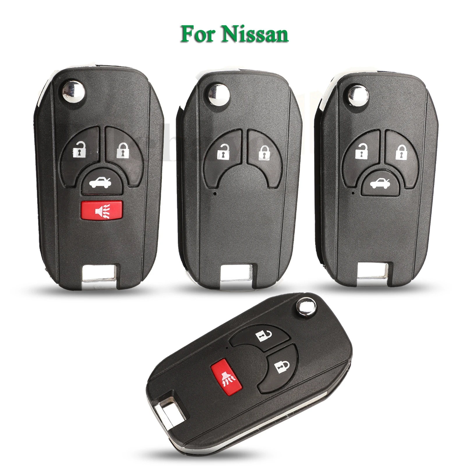 

jingyuqin Flip Folding Remote Car Key Shell Case For Nissan Altima Maxima Sentra Versa FOB Uncut Blade 2/3/4 Button Replacement