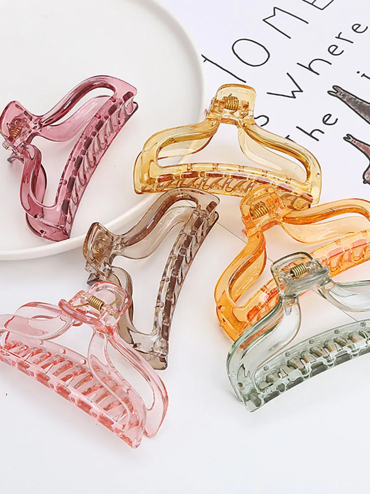 

Fashion Korean Colorful Plastic Hair Claw Women Girls Summer Acrylic Hair Clips Hairpins Crab Barrette Hair Accessories Gifts