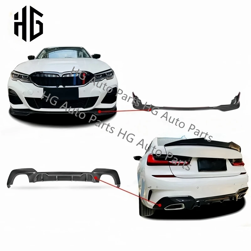 

New Product MP Style Front Spoiler Lip Carbon Fiber Side Skirts Extensions Body Kit For BMW 3 Series G20 G28 2019-2022 Body Kit