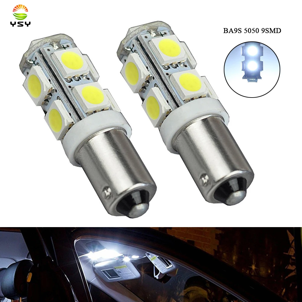 

YSY 50Pcs Car Marker Lamps T11 Ba9s T4w 9Smd 5050 White Led Auto License Plate Light Door Bulb Gauge light Dc 12v High Quality