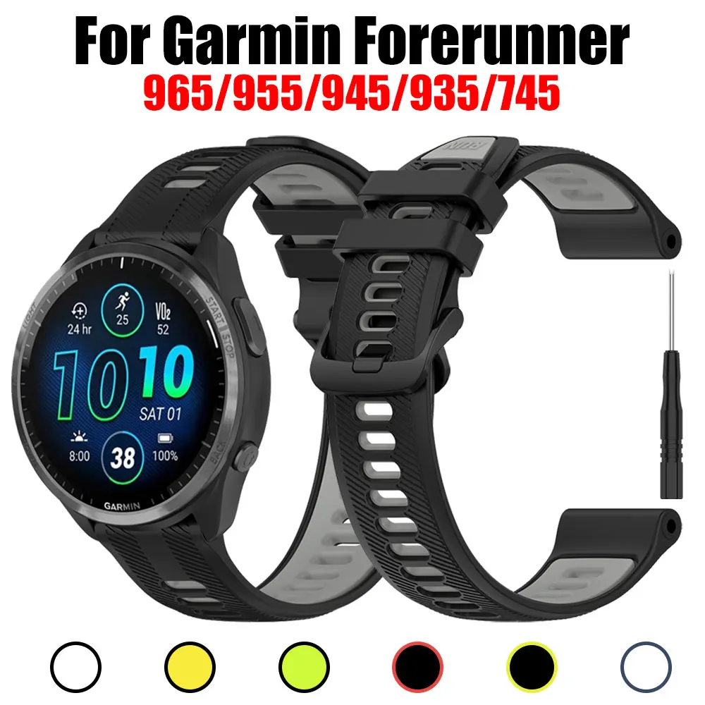 Two Tone Silicone Strap Suitable For Garmin Forerunner 965 955 Replacement Wristband Accessory For Garmin Forerunner 935 745