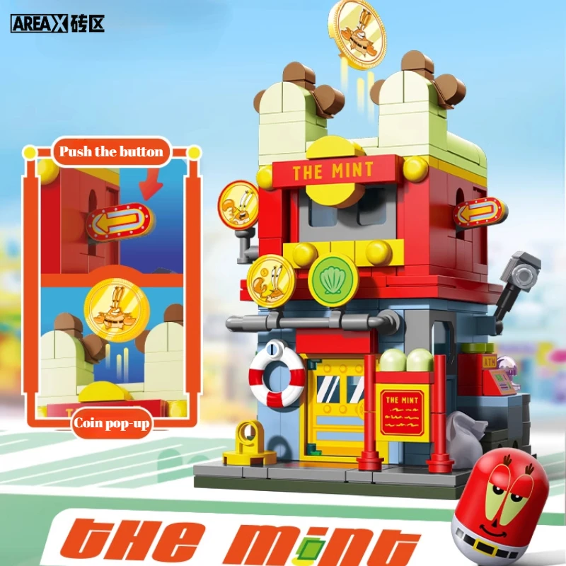 AREAX SpongeBob SquarePants Building Blocks Street View Series Puzzle Modello di assemblaggio Giocattoli Regali di compleanno per uomini e donne