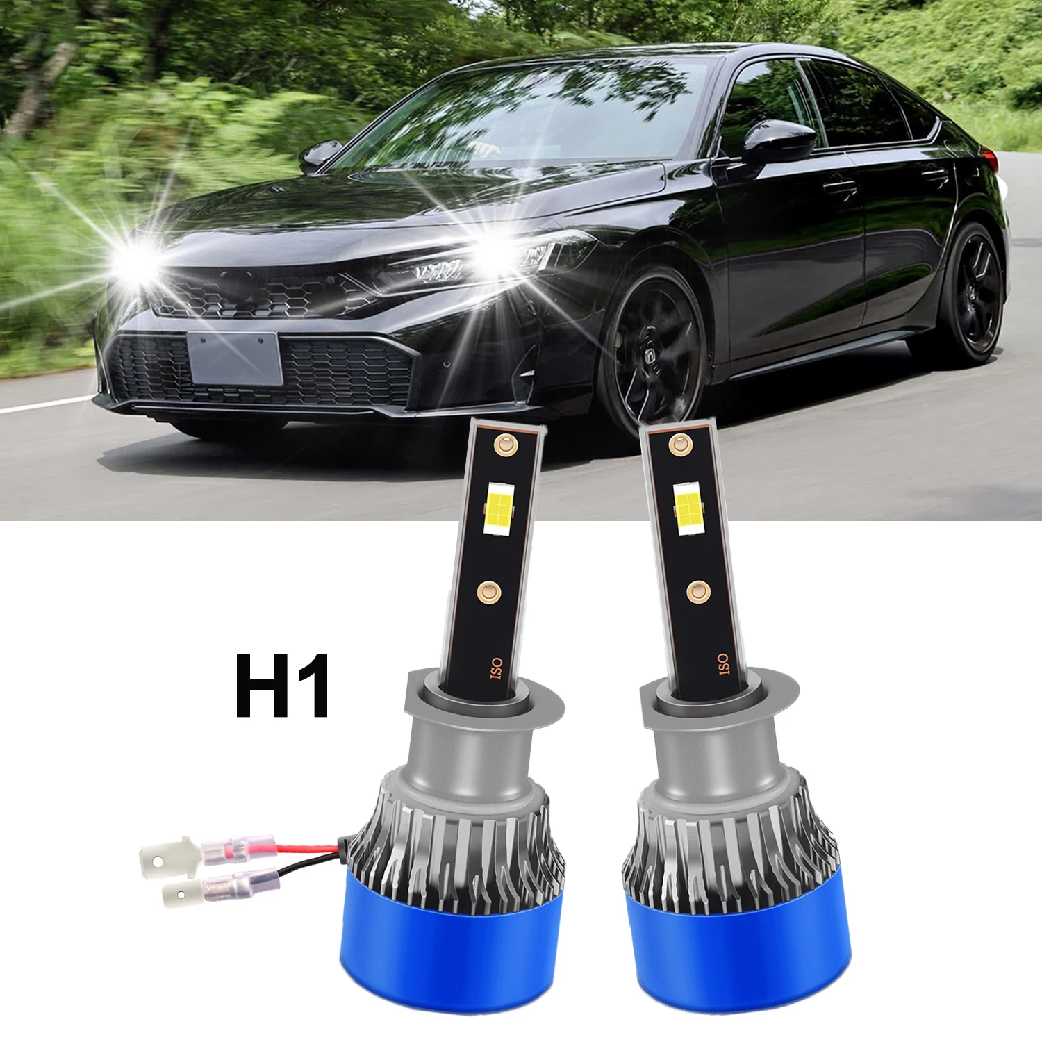 

Комплект из 2 светодиодных ламп H1 для фар ближнего света, 6000K, белый свет, замена галогенных ламп, 3570 CSP, с вентилятором охлаждения