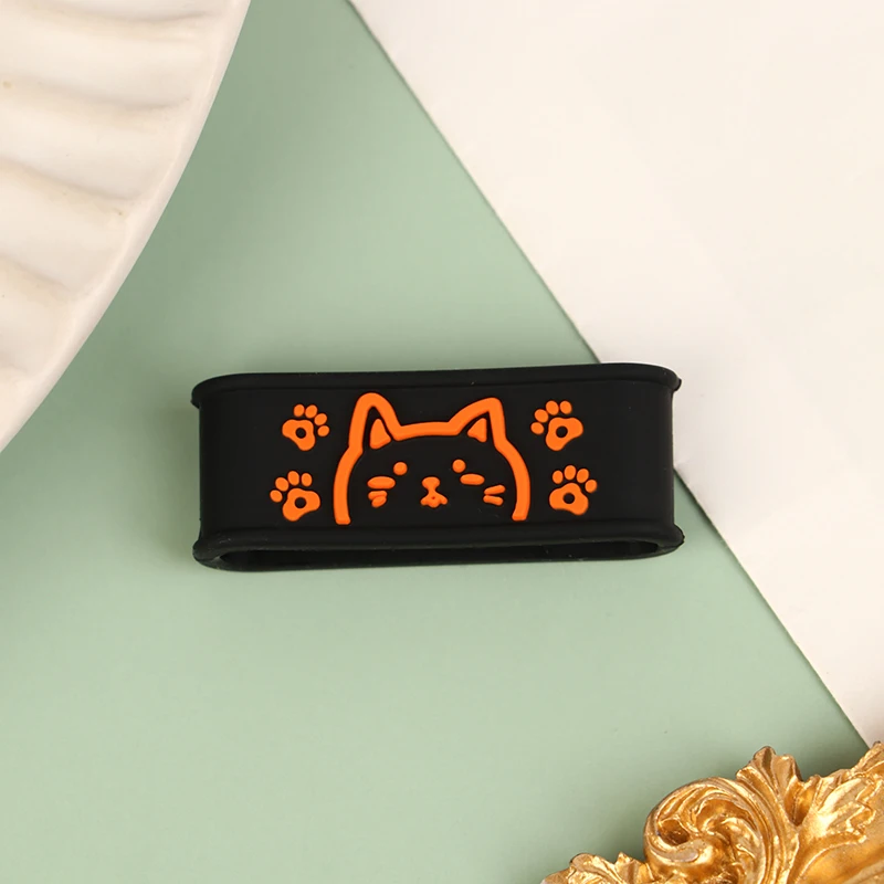 1Pcs Cartoon Cute Cat Tennis Racket Handles\'s Silicone Ring Black Fixed Tennis Overgrips Rubber Ring Tennis Accessories