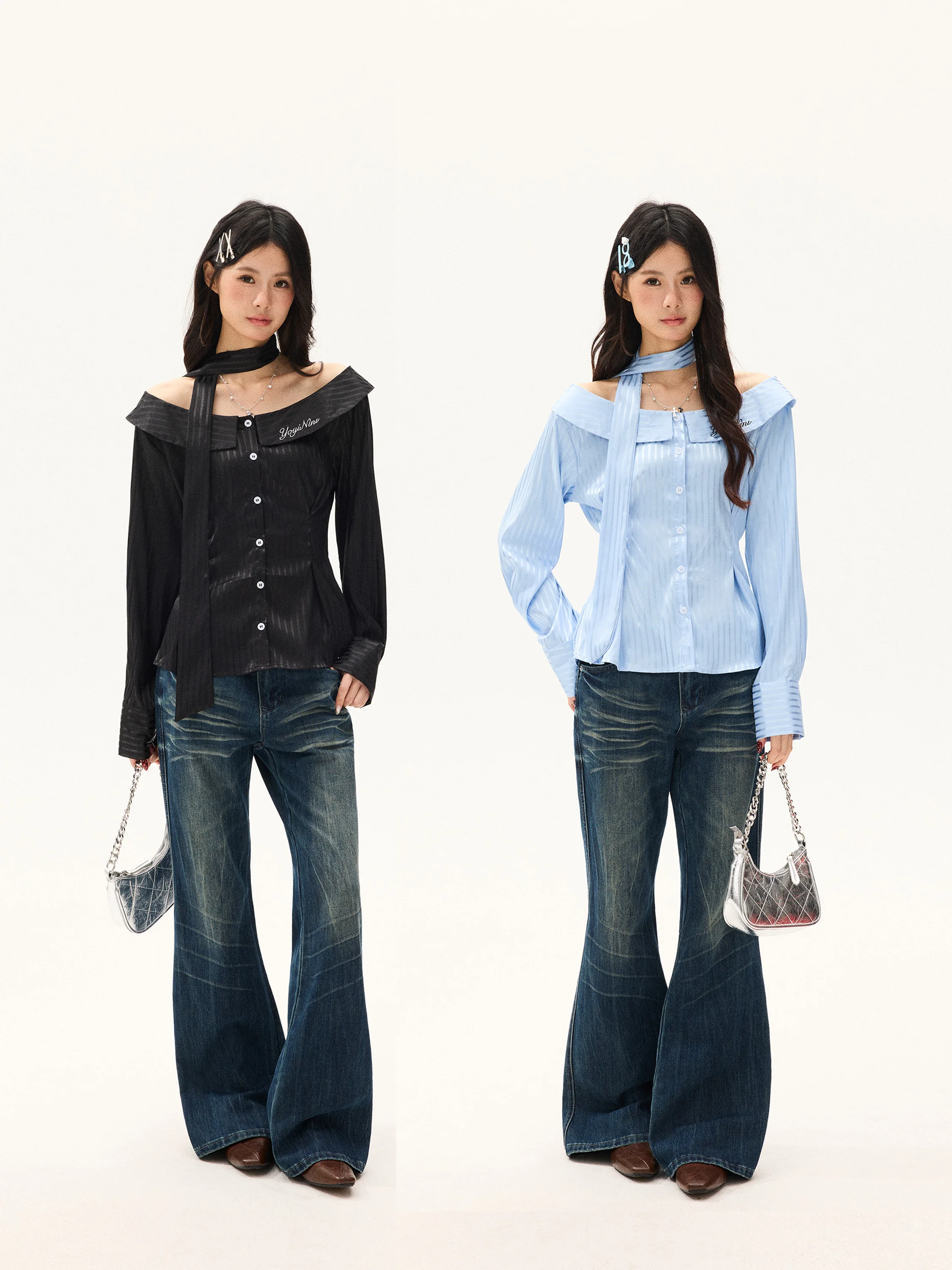 

Женский топ Free Sonata в винтажном стиле с полосками, вышивкой букв, длинными рукавами, открытыми плечами и утягивающим эффектом на талии, весенняя коллекция