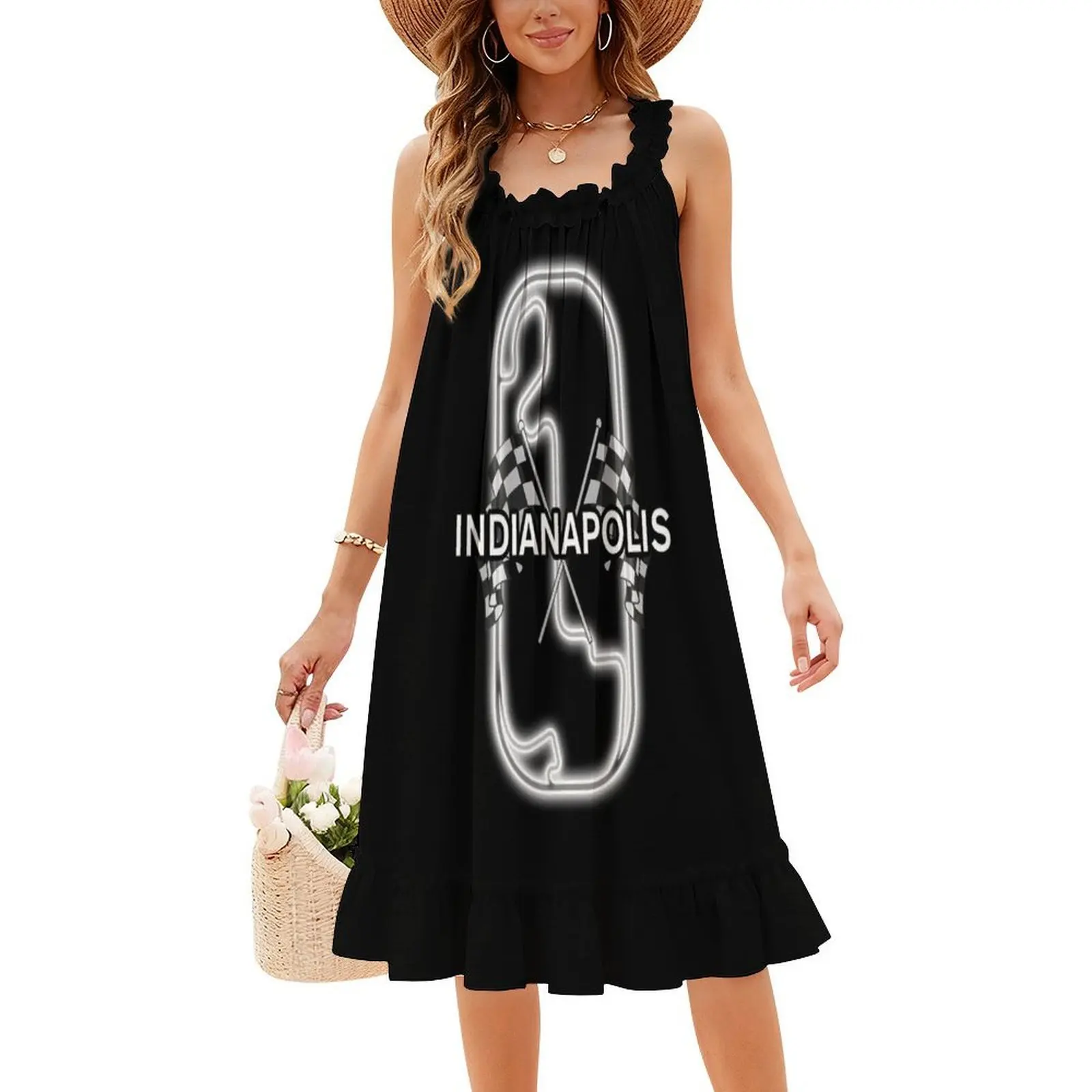 فستان إيندي سبيدواي مثير للإجازات للنساء على الشاطئ وحفلات أعياد الميلاد فستان قصير إنديانابوليس سباق الدراجات النارية وسباق السيارات فساتين نسائية