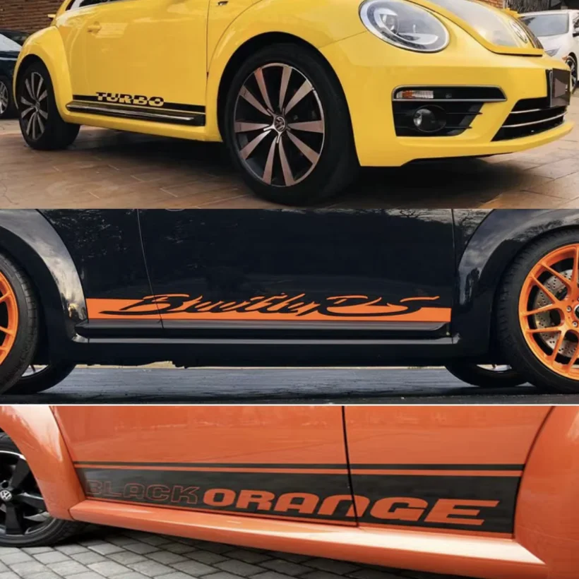 

Pair Sport Racing Body Door Sticker Side Waist LIne Stripe Decal Vinyl Graphics Decoration Accessories for Volkswagen VW Beetle