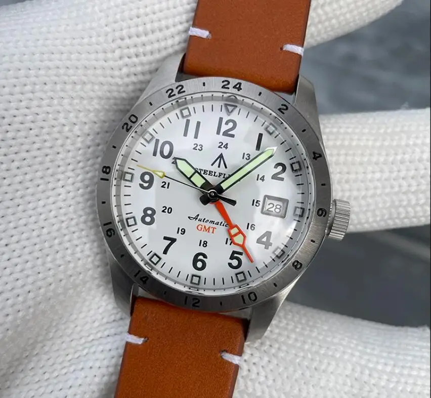 STEELDIVE New Mens Automatic Watches 39MM GMT Mechanical Wristwatch 20ATM Waterproof C3 Luminous Sapphire NH34 Military SF792