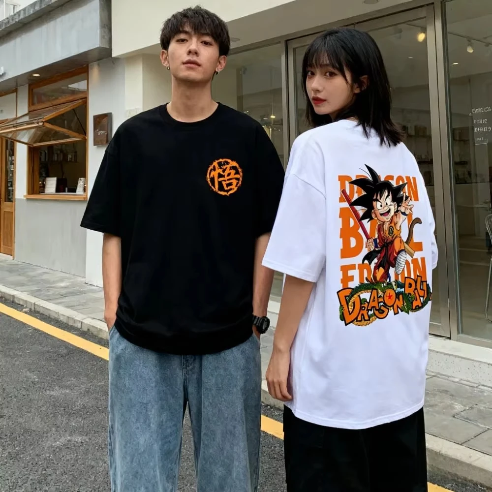 Summer Dragon Ball T-Shirt Goku & Shenron Oversized Loose Breathable Cotton Short Sleeved Streetwear Unisex Tops