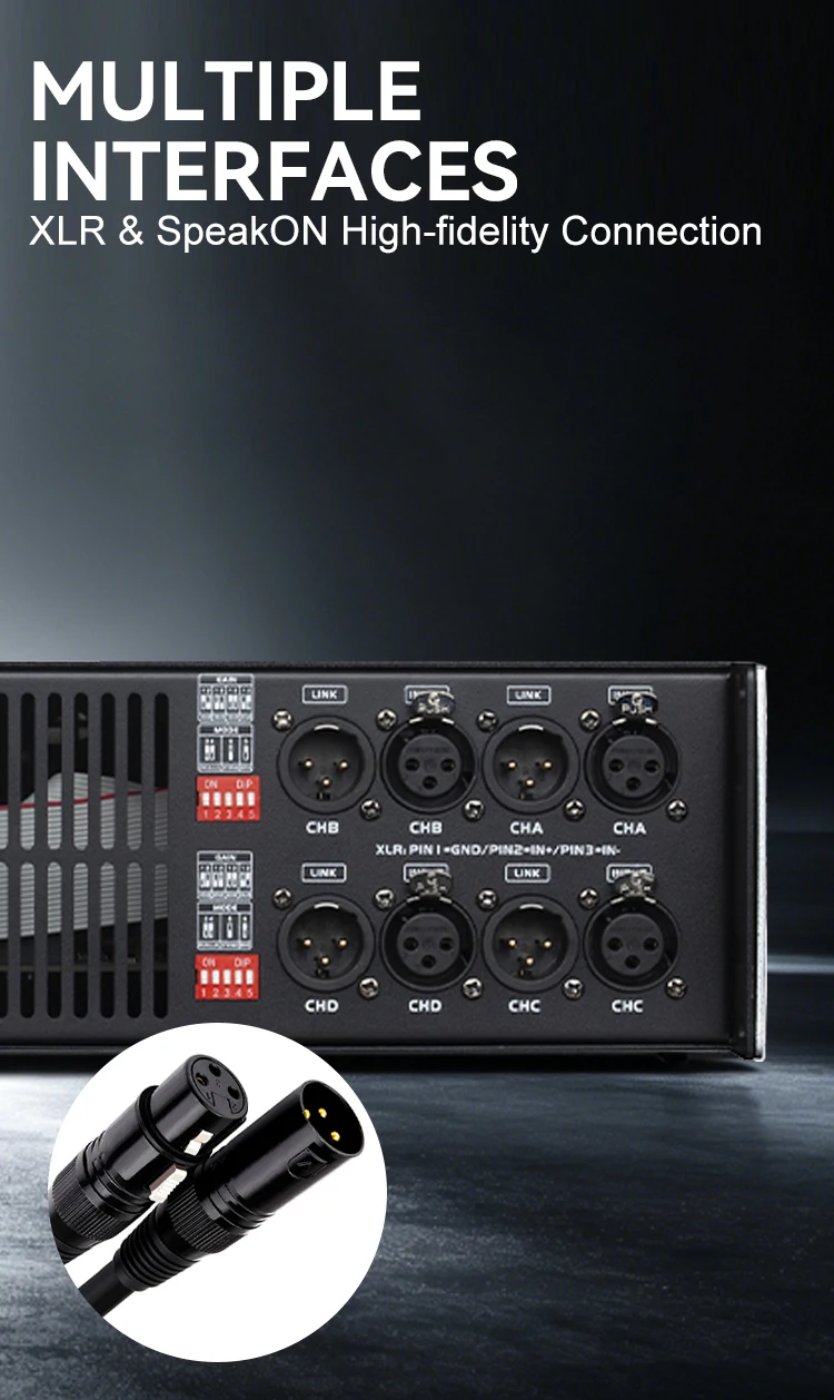 Paulkitson FPC8000 Professioneller Leistungsverstärker 2-Kanal 2U-Gehäuse 2×1300W-1950W 20Hz-30KHz Einheit für Bühne, Bar, Karaoke-Events – Detail 7