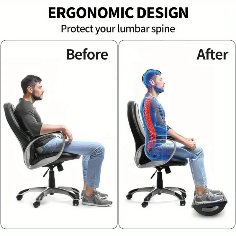 Foot Rest for Under Desk at Work - Ergonomic Foot Stools for Under Office Desk -Rocking Footrest with Roller Massager -Leg Rest image 2