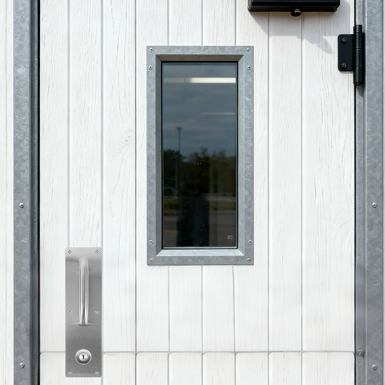 

2pcs Stainless Steel Fire Door Handle 11.79X3.14X2.55 Inch Black Flush Pull For Wood Sliding Warehouse Doors Lock Hole Cabinet