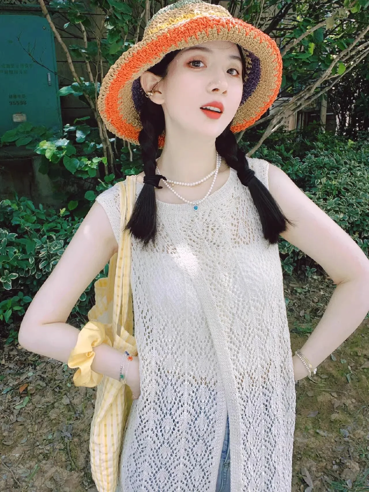 

Ele Knitted Long Dr Vest Top Women's Sle Ba Split Design Summer Faion Layering Sensation Commute Wind Regular Le...