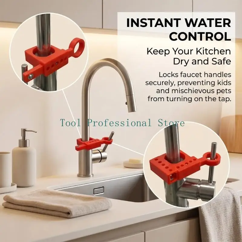 57QF ABS Faucet Handle Lock with Adjustable Hole Positions for Household Sink Handle Control and Water Access Use