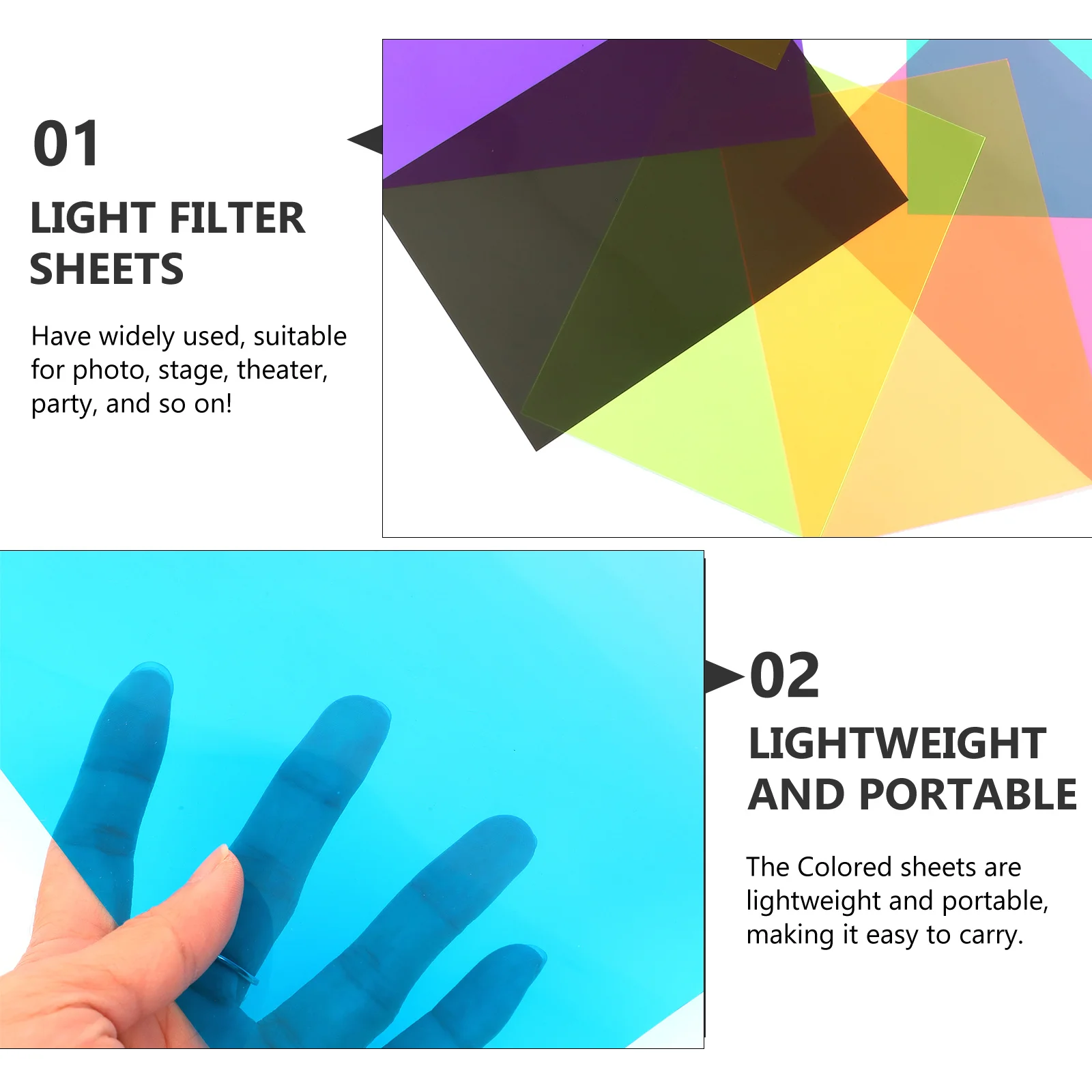 

10Pcs Transparent Light Gel Filtering Sheets High Transmittance PVC Films for Lighting Color Effects Purple Overlay Dyslexia