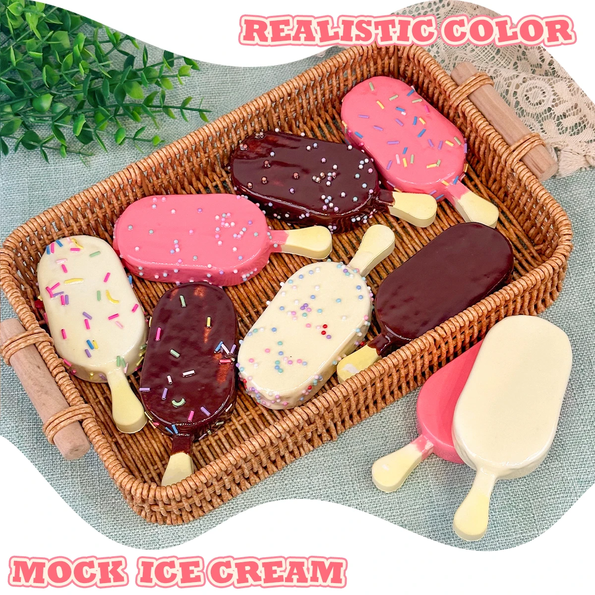 3PCS,PU Material Ice Cream Model, Strawberry Chocolate Ice Cream With Sauce, Party Home Decoration, Dessert Shop Decoration Prop