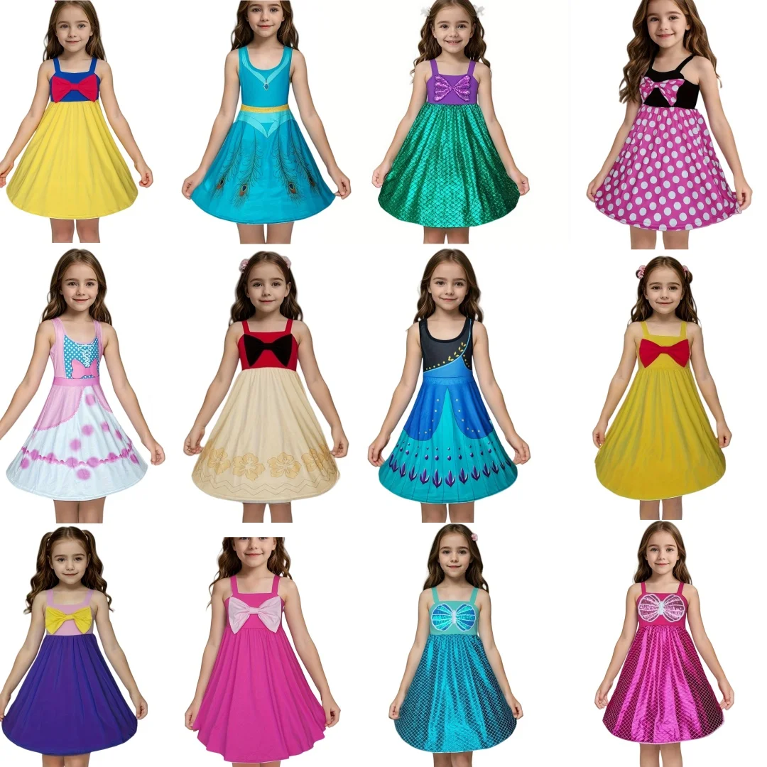 Girl Rapunzel Princess Inspired Dress Twirl Soft For Paly Halloween Daily Everyday Wear Cute Dress With Bow
