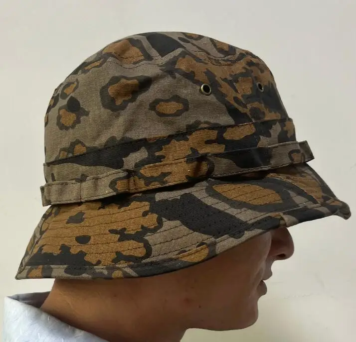 Niemieckie liście dębów Czapka kamuflażowa Boonie Hat Flecktarn Pea Raindrop