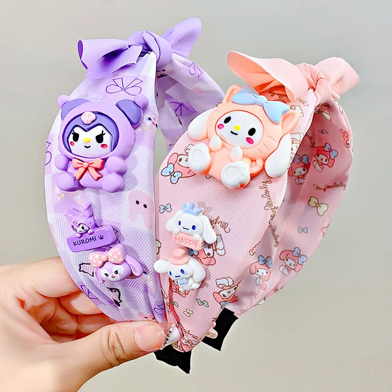 Cute Cartoon Animation Sanrio My Melody Kuromi Bow Hairband Sweet Hair Tiara Birthday Gift