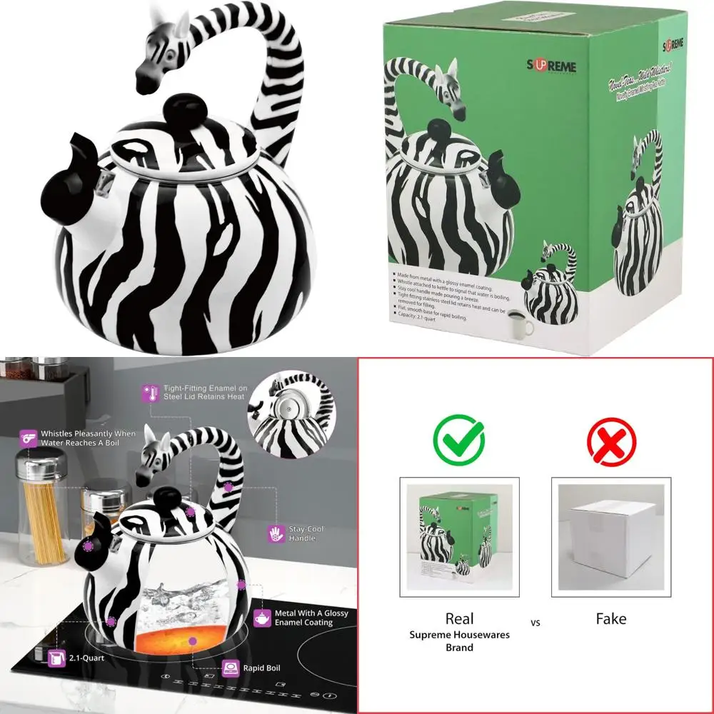 

Чайник со свистком — чайник из эмалированной стали с плитой и дизайном зебры, милая кухонная эстетика для кипячения воды