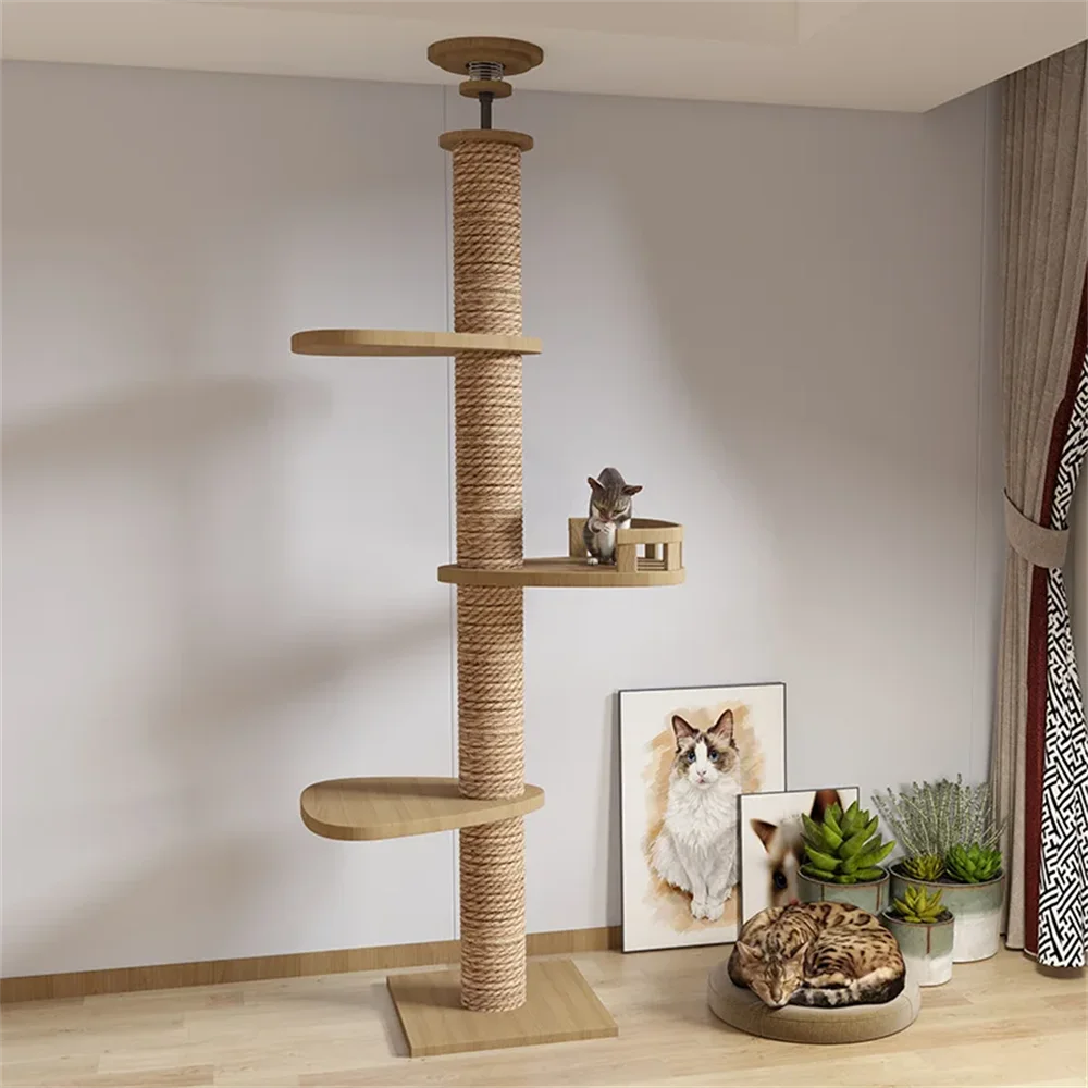 Verstelbare Krabpaal Huis Kat Toren Van Vloer Tot Plafond Katten Multi-Niveau Condo Met Krabpaal Hangmat Huisdier Kat huisdier Producten
