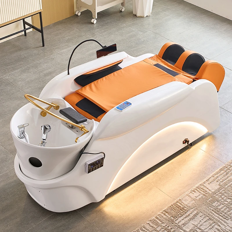 High-end barber shop automatic electric massage shampoo bed water cycle fumigation beauty salon head treatment bed